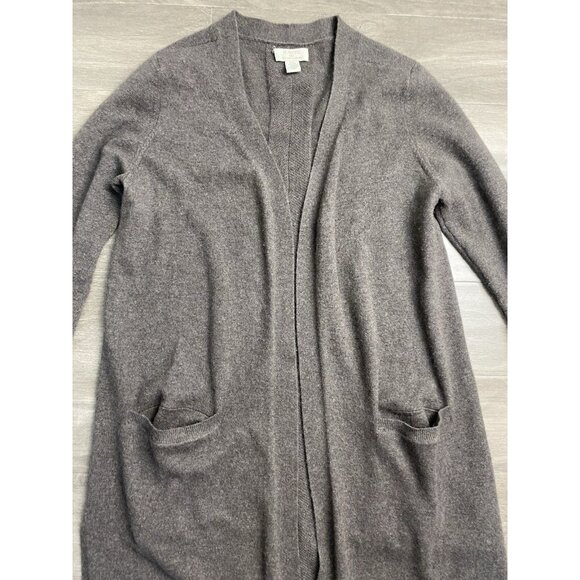Womens Sweater ST TROPEZ tan 100% cashmere long open duster cardigan size M - Picture 6 of 8
